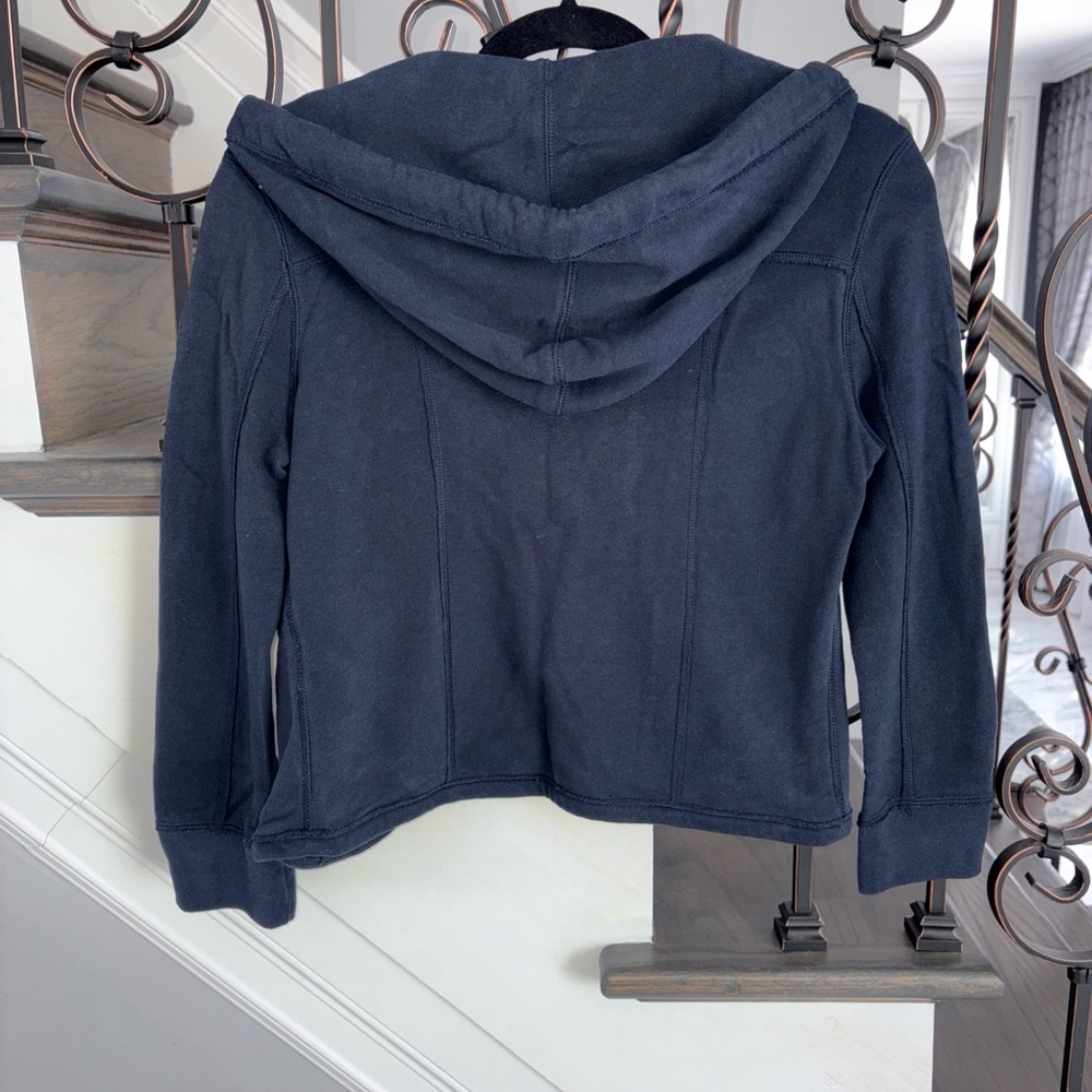 Hollister Women’s Navy Crop Sweatshirt with Hood and 3/4 Sleeves Size M - Picture 3 of 5